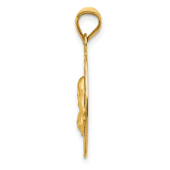 14K Gold Two-Tone Sagrado Corazon Oval Pendant with Rose and White Rhodium Detailing