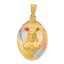 14K w/Rose and White Rhodium D/C Sagrado Corazon Oval Pendant