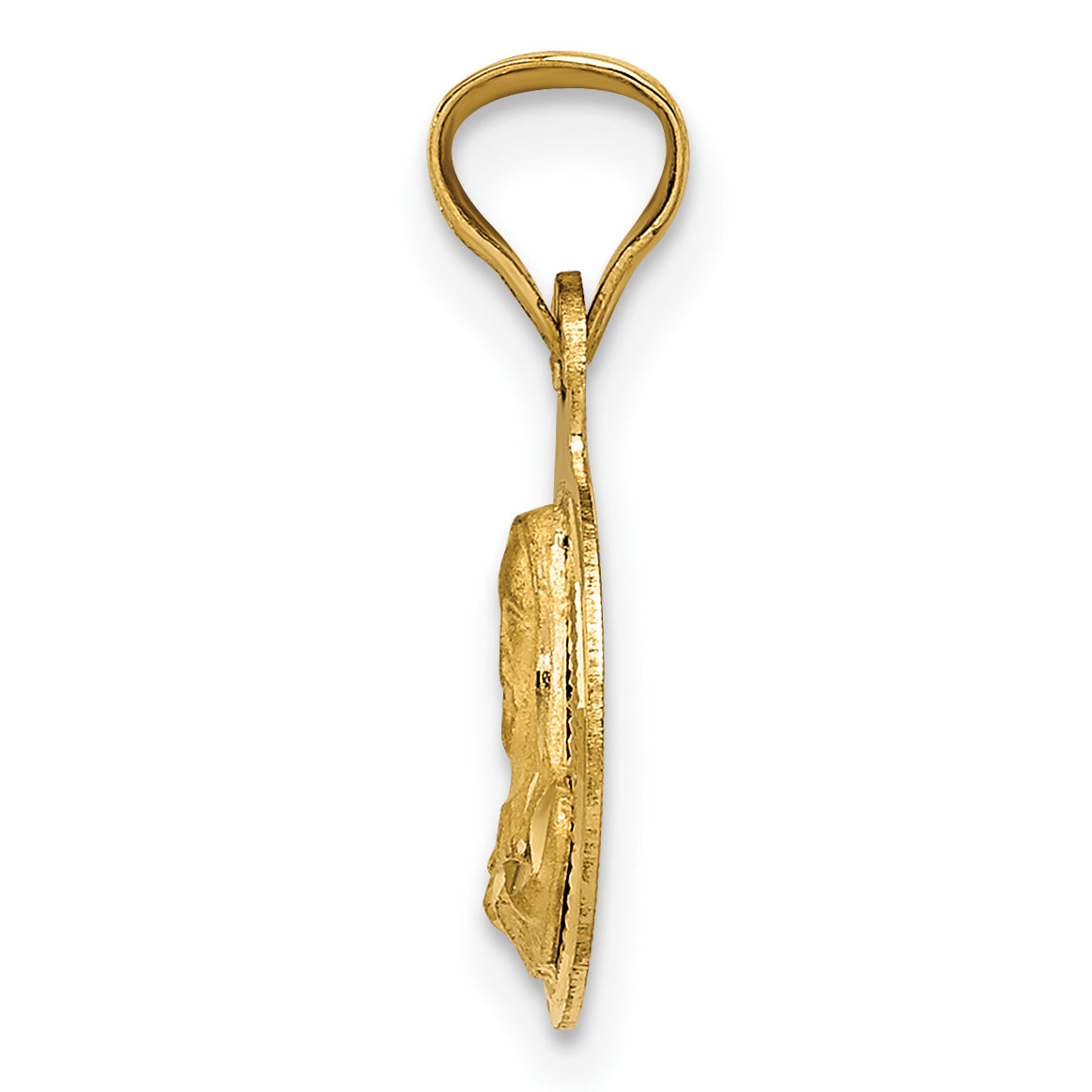 14K Gold Sagrado Corazon Circle Pendant with Polished Finish Solid Secondary image