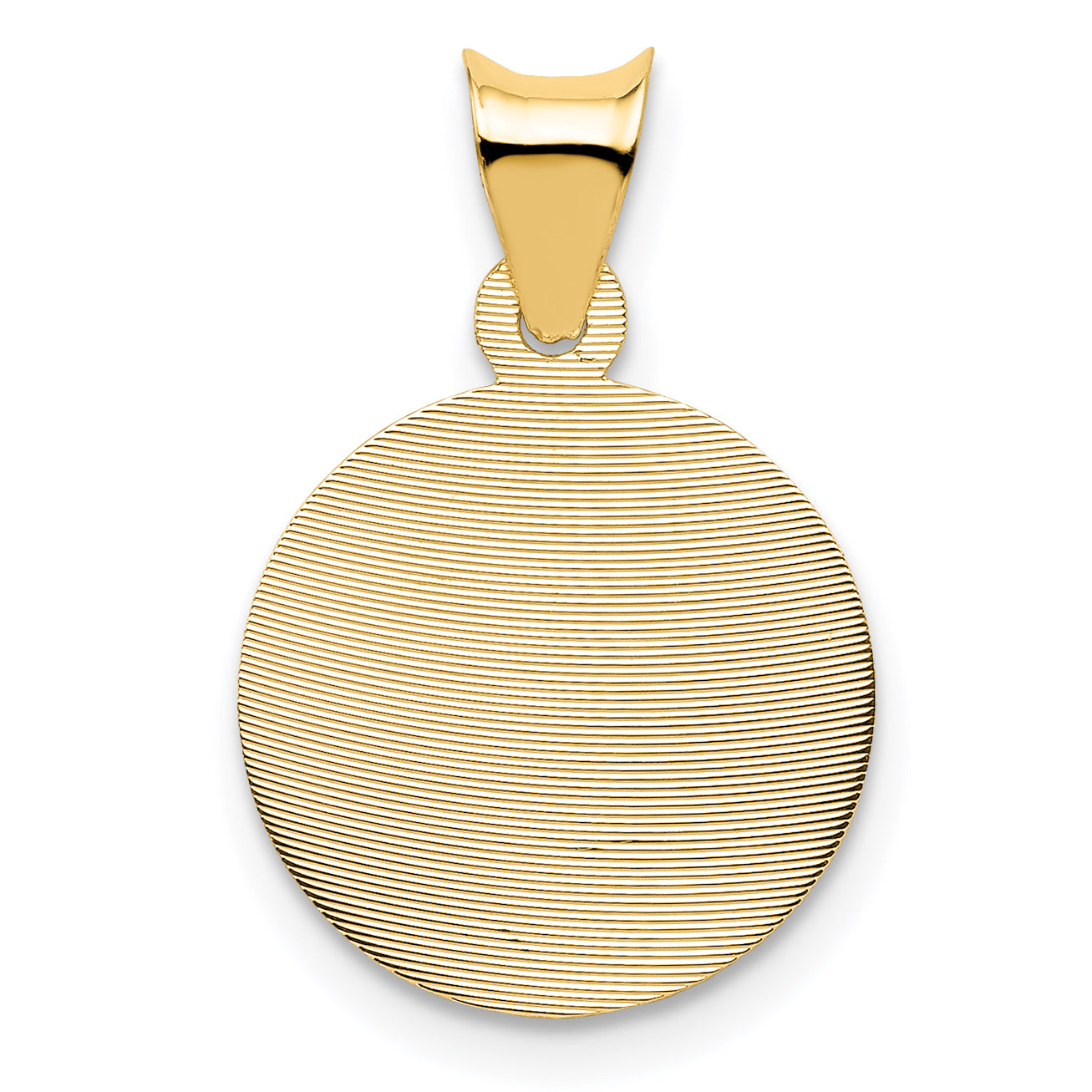14K Gold Sagrado Corazon Pendant with Polished Die-Struck Design