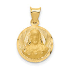 14K Polished D/C Sagrado Corazon Circle Pendant