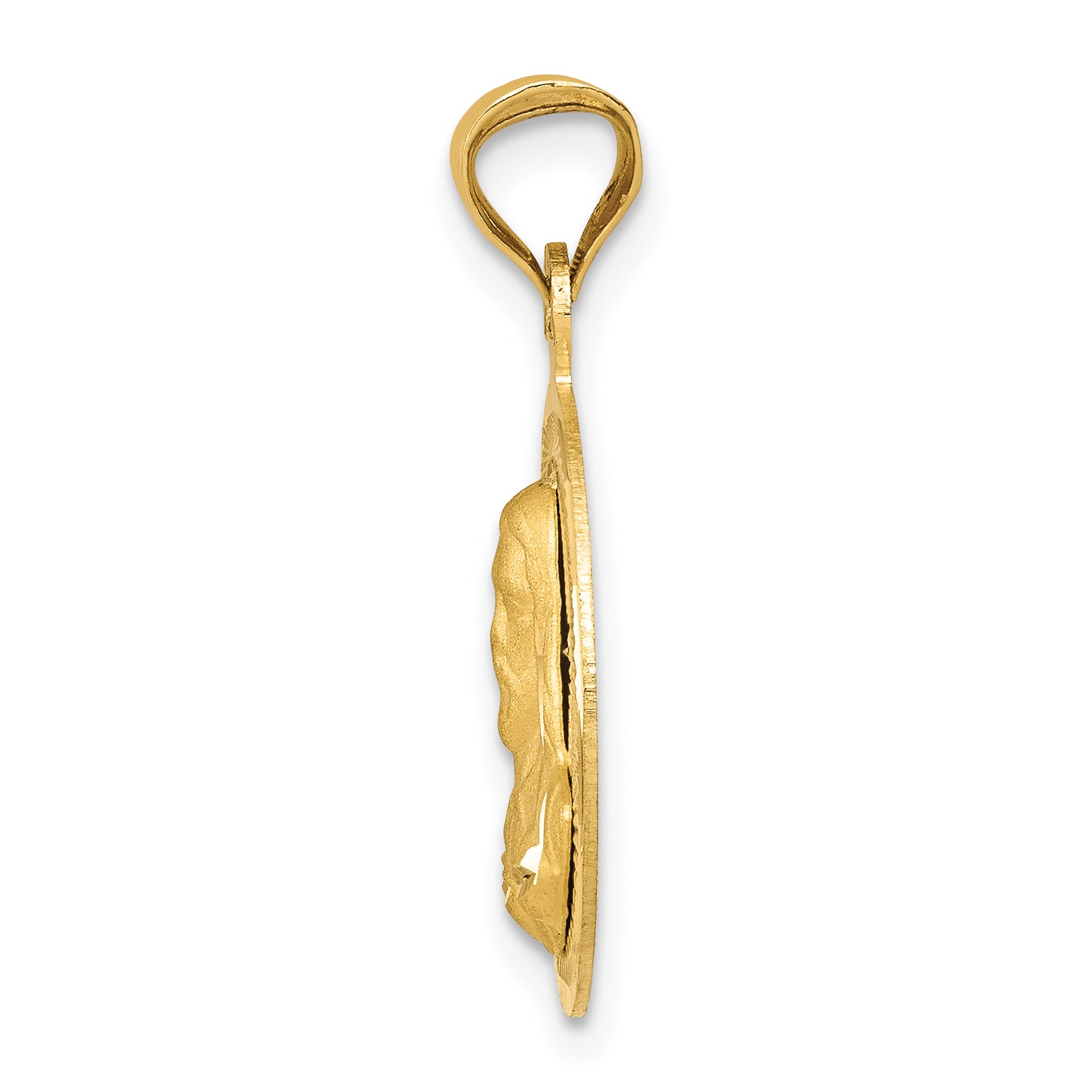14K Gold Sagrado Corazon Circle Pendant with Polished Finish Elegant Design