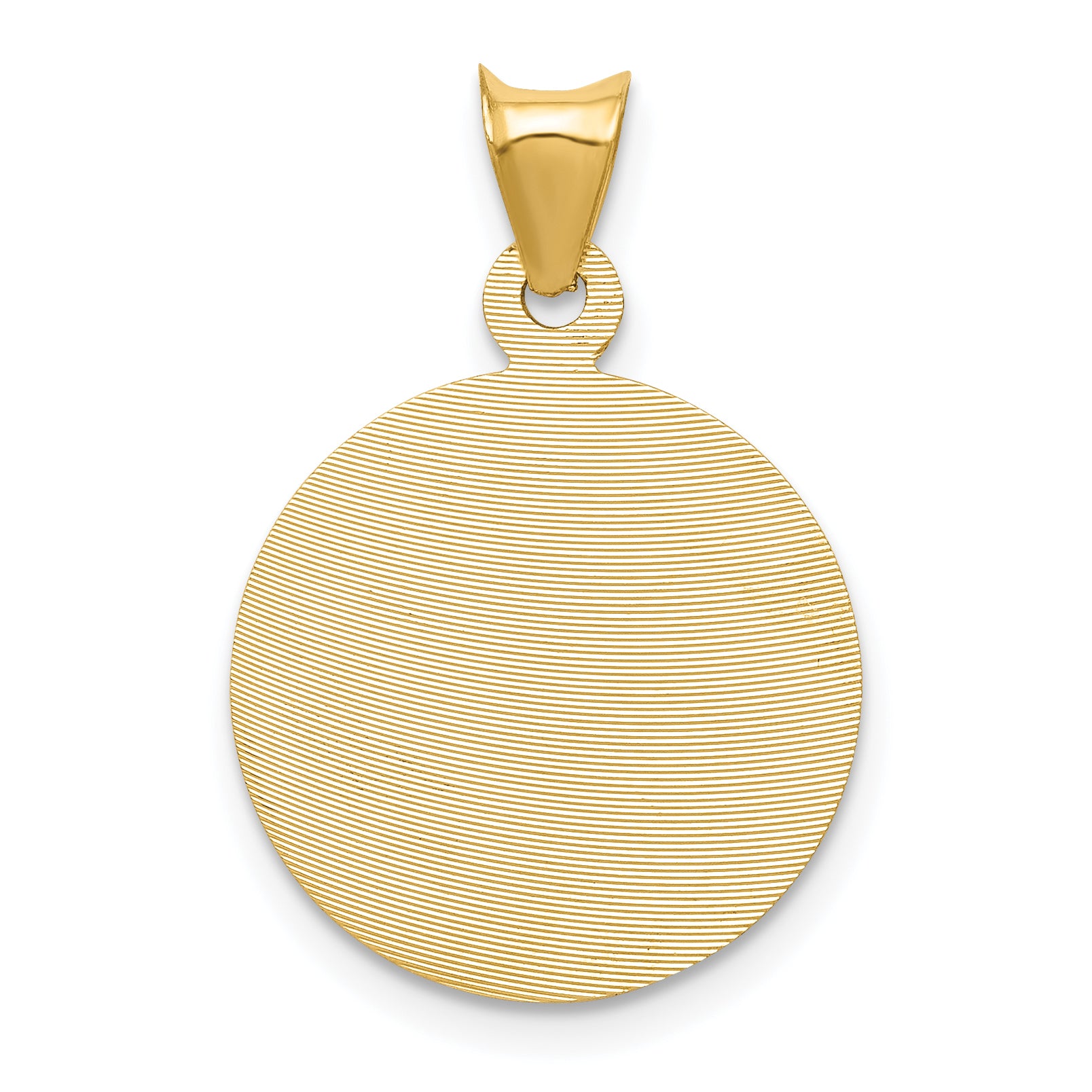 14K Gold Sagrado Corazon Circle Pendant with Polished Finish Elegant Design