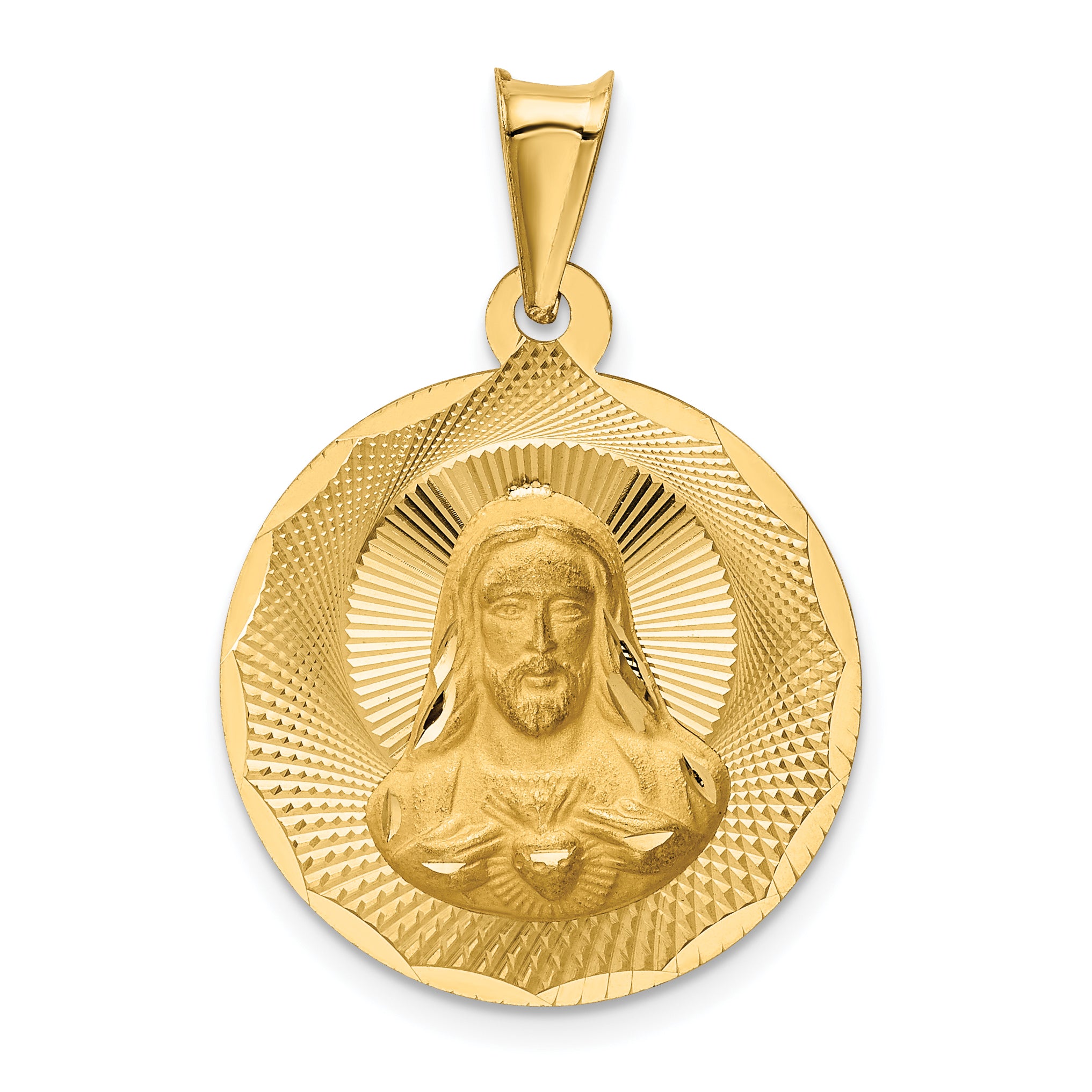 14K Polished D/C Sagrado Corazon Circle Pendant Main image
