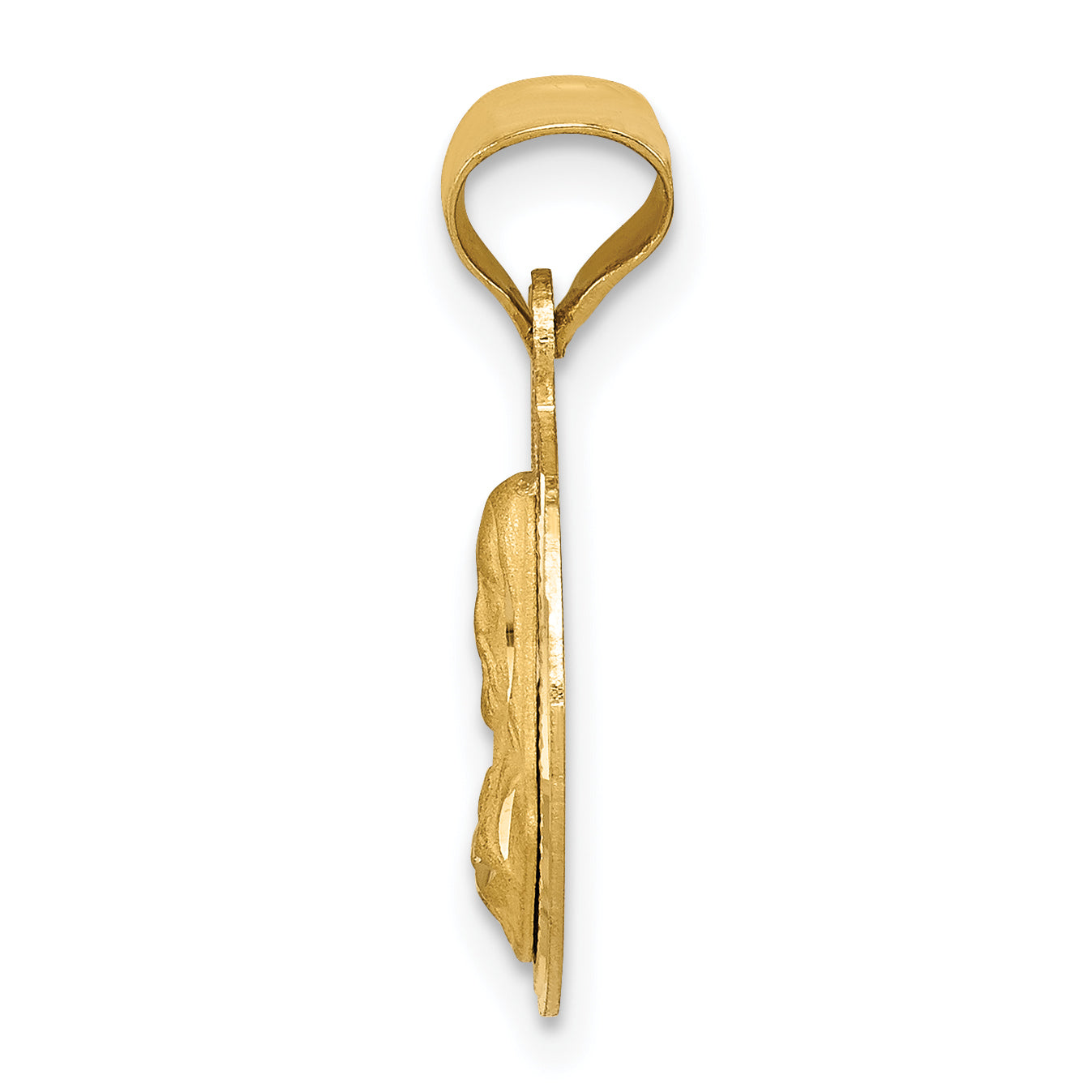 14K Gold Sagrado Corazon Pendant with Rose and White Rhodium Detailing