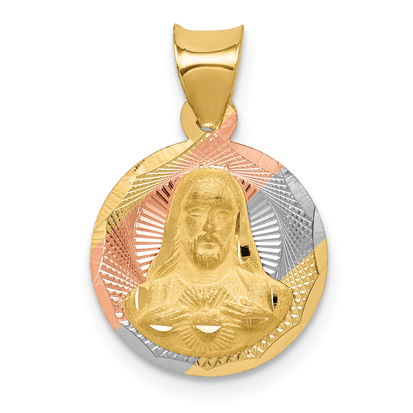 14K w/Rose and White Rhodium D/C Sagrado Corazon Pendant Main image