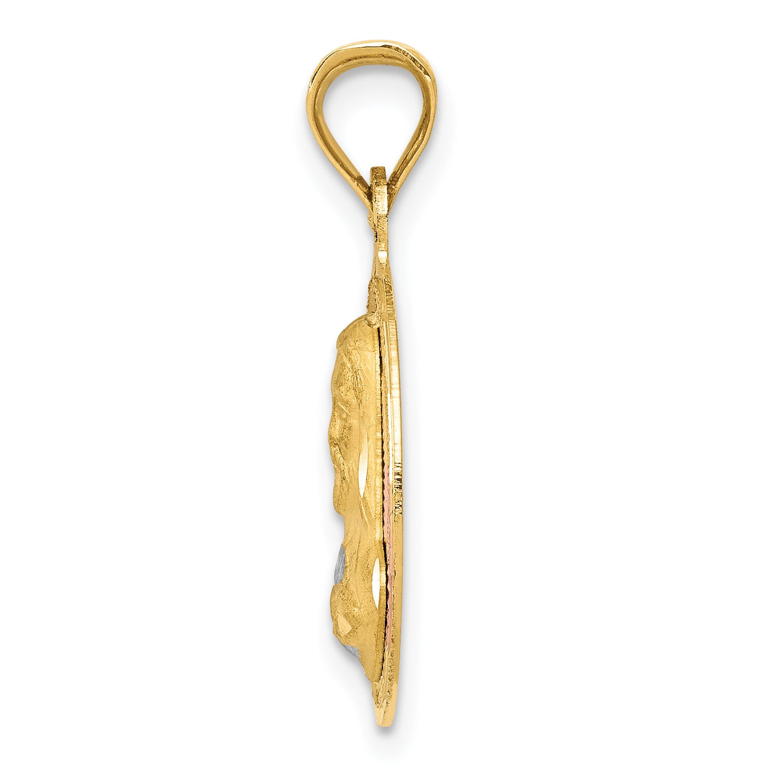 14K Yellow Gold Sagrado Corazon Pendant with Rose and White Rhodium Detailing Secondary image