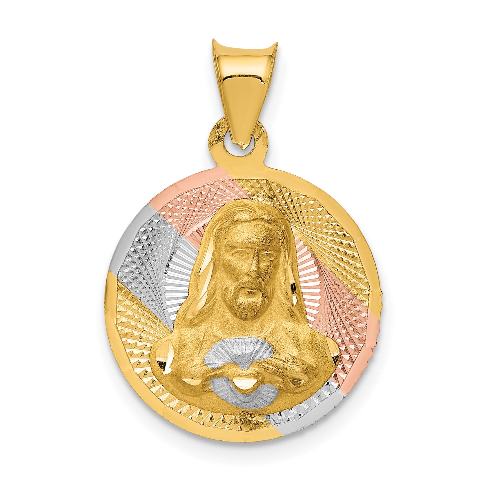 14K w/Rose and White Rhodium D/C Sagrado Corazon Pendant Main image