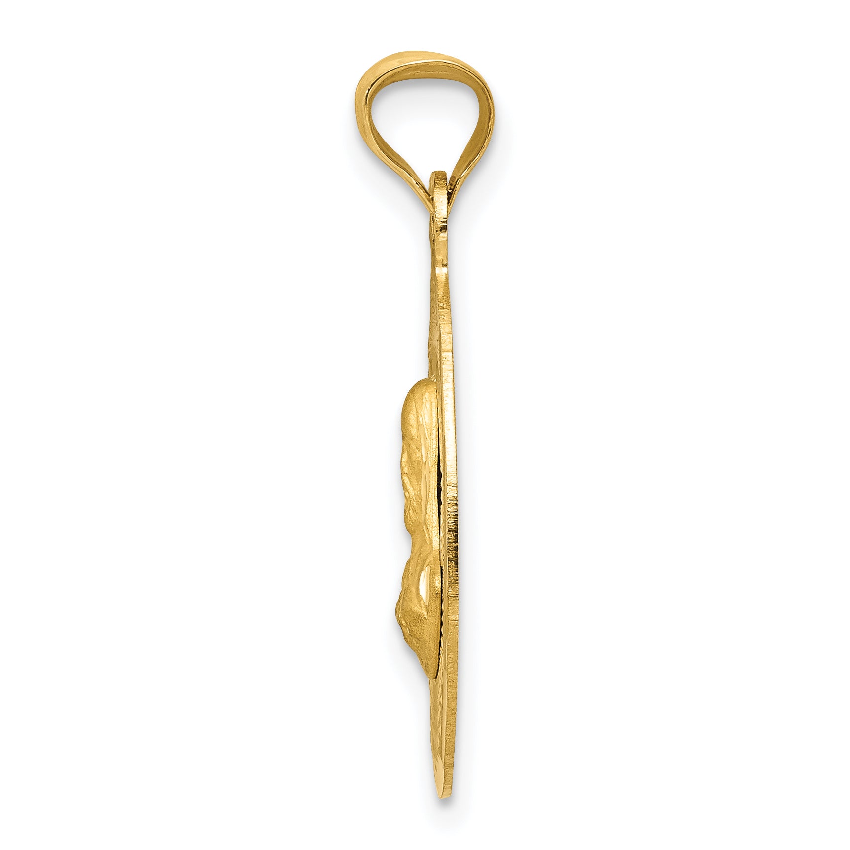14K Gold Sagrado Corazon Oval Pendant with Polished Finish Solid Design Secondary image