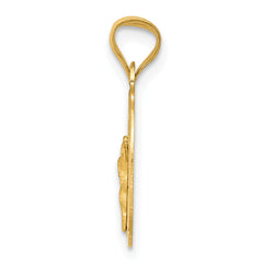 14K Gold Polished Oval Pendant with Detailed Corpus  Elegant & Timeless
