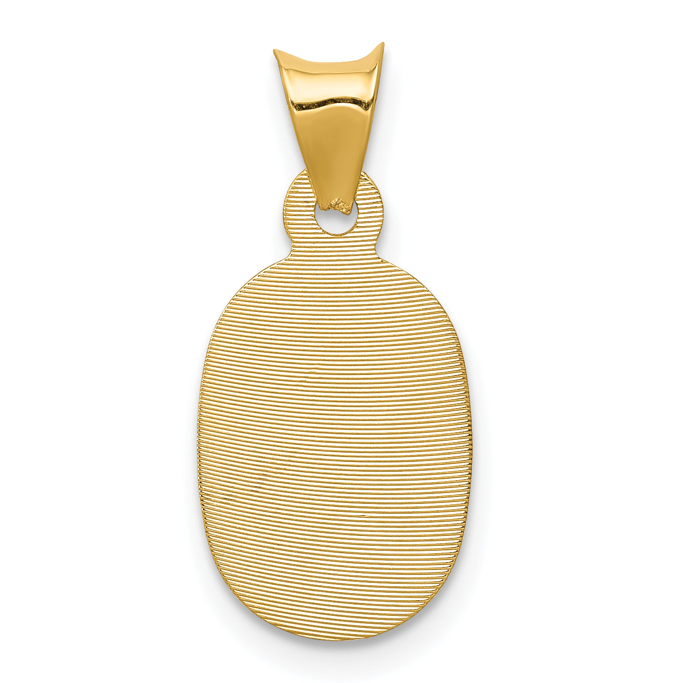 14K Gold Polished Oval Pendant with Detailed Corpus  Elegant & Timeless