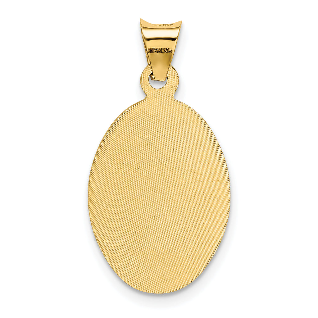 14K Gold Polished Oval Corpus Pendant with Solid Die Struck Design