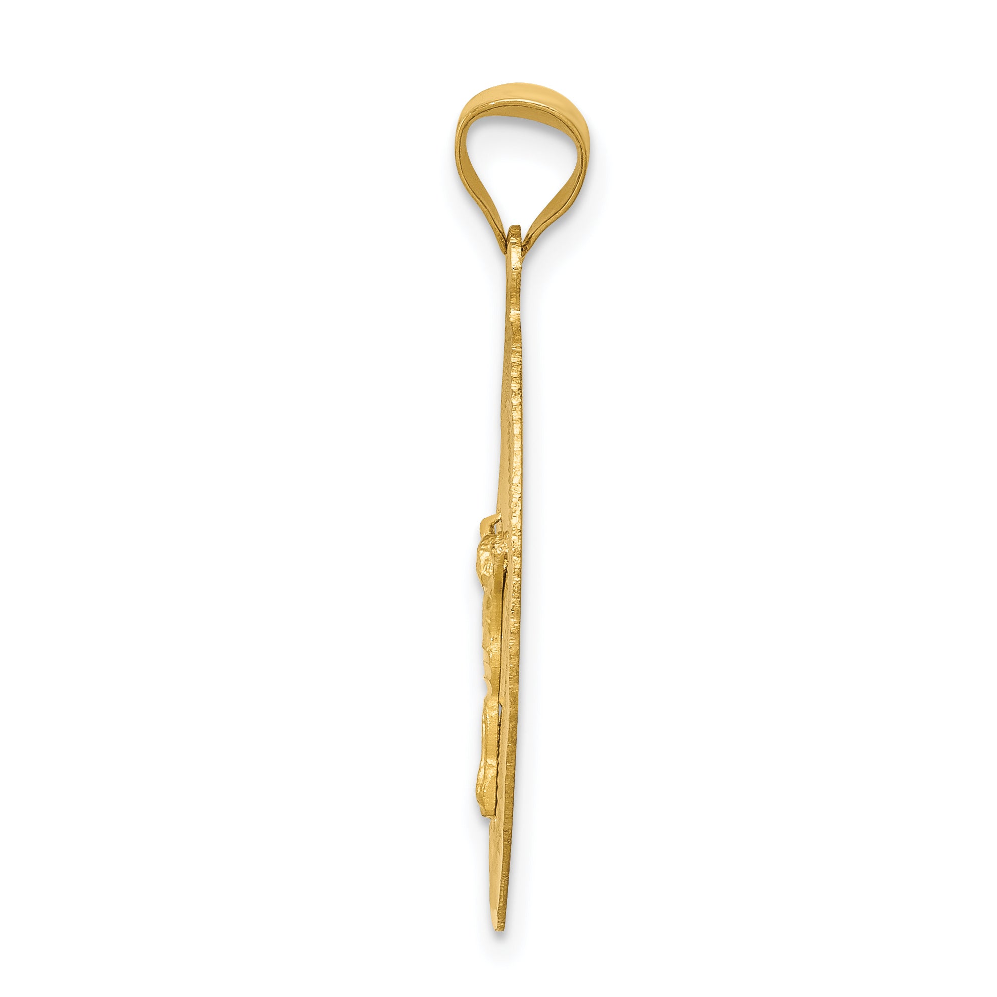 14K Gold Polished Corpus Pendant with Die-Struck Solid Design