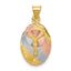14K w/Rose and White Rhodium D/C Corpus Oval Pendant