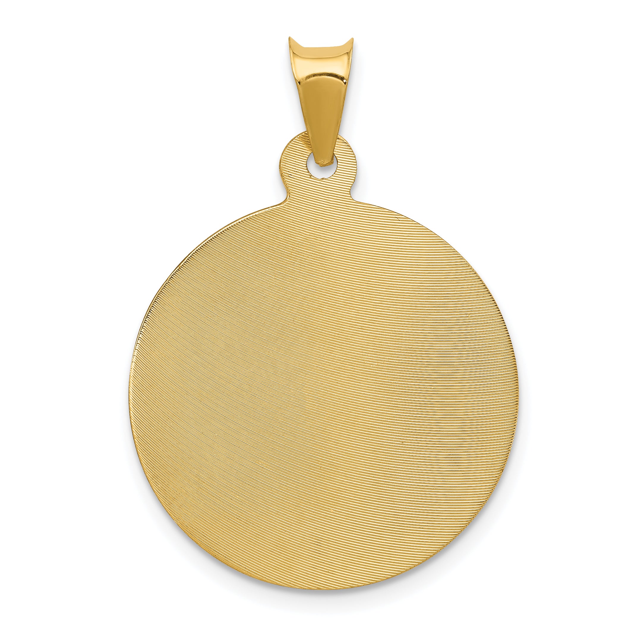 14K Gold Polished Corpus Circle Pendant with Die-Struck Solid Design