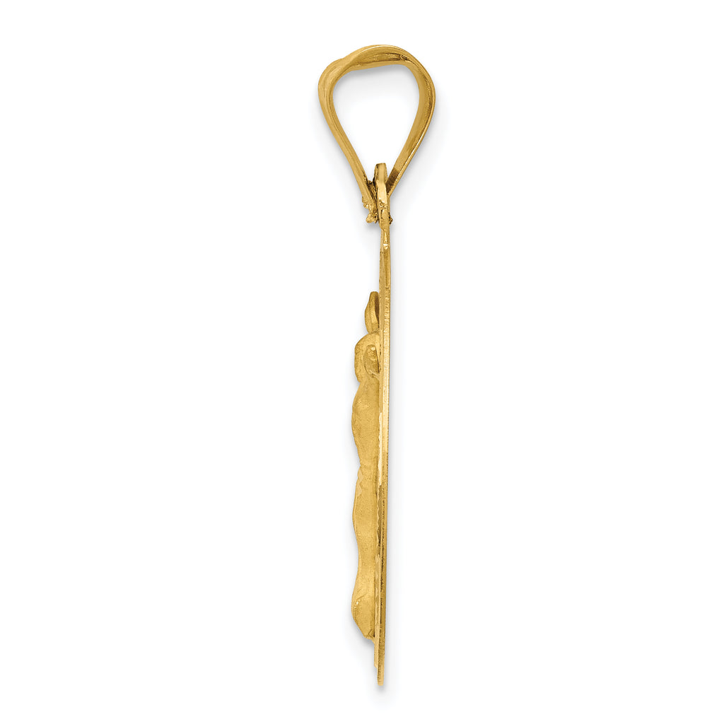 14K Gold Polished Corpus Circle Pendant with Solid Die Struck Design