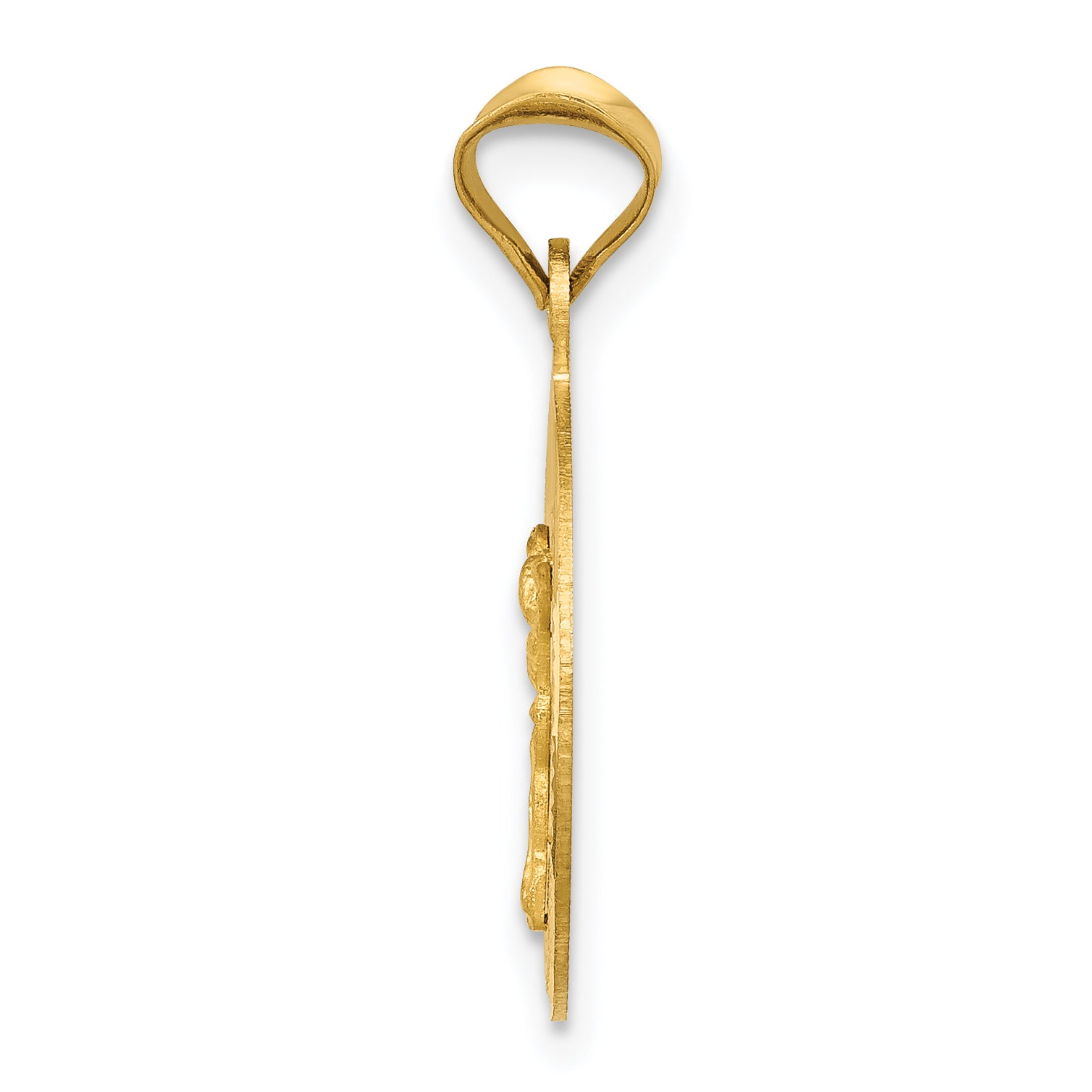 14K Gold Polished Corpus Circle Pendant with Elegant Die Struck Design Secondary image