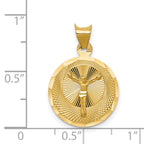 14K Gold Polished Corpus Circle Pendant with Elegant Die Struck Design