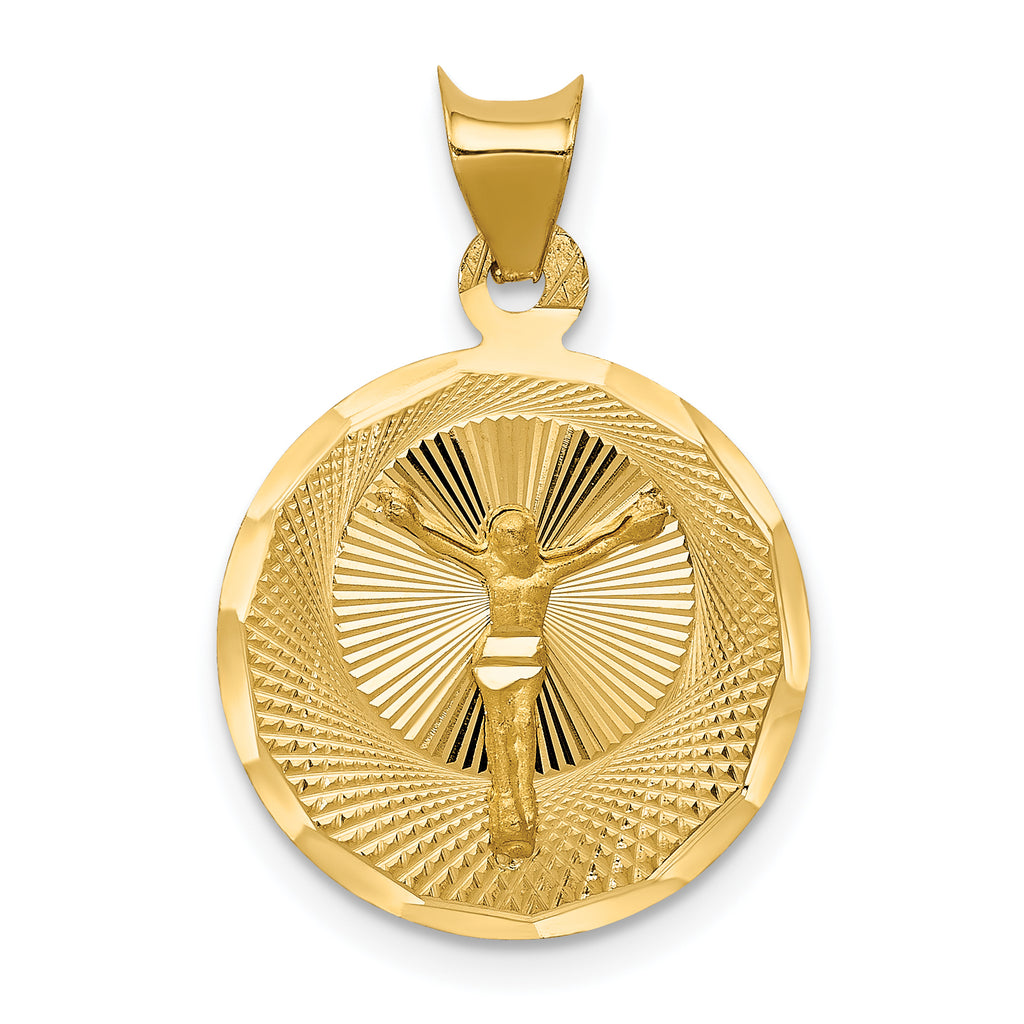 14K Polished D/C Corpus Circle Pendant