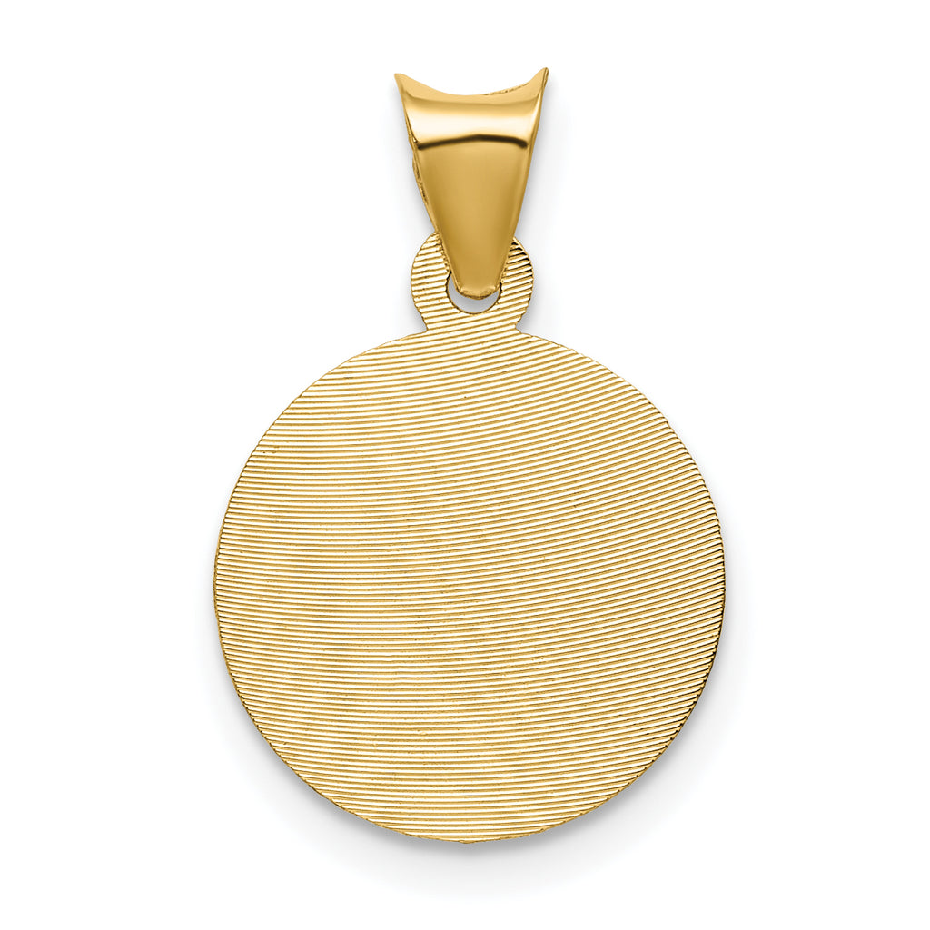 14K Gold Polished Corpus Circle Pendant with Elegant Die Struck Design