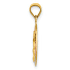 14K Gold Two-Tone Circle Pendant with Rose and White Rhodium Detailing