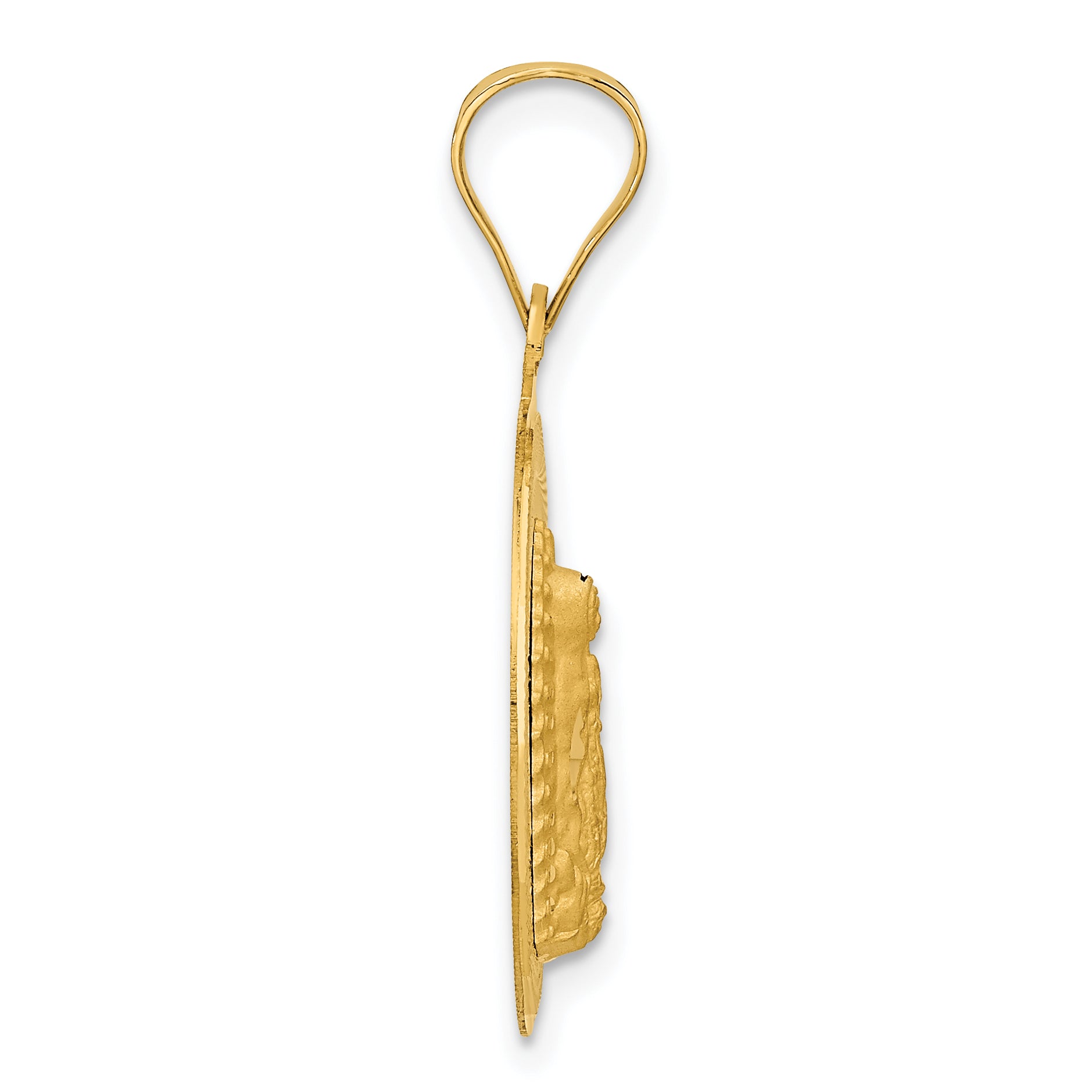 14K Gold Lady of Guadalupe Pendant with Polished Diamond-Cut Design Secondary image
