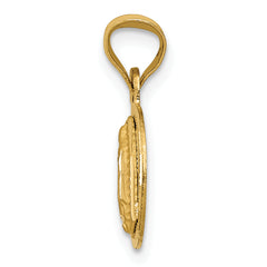 14K Gold Lady of Guadalupe Pendant with Polished Diamond-Cut Finish