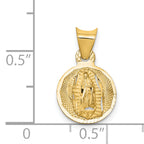 14K Gold Lady of Guadalupe Pendant with Polished Diamond-Cut Finish