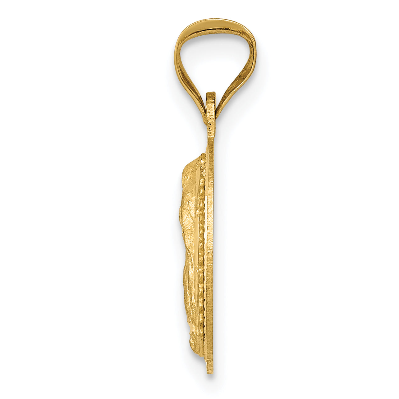 14K Gold Lady of Guadalupe Circle Pendant with Polished Diamond-Cut Finish Secondary image