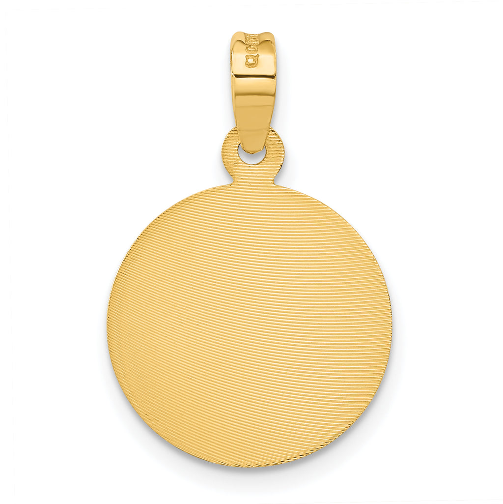 14K Gold Polished Lady of Guadalupe Pendant with Diamond-Cut Detailing