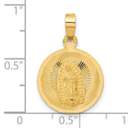 14K Gold Polished Lady of Guadalupe Pendant with Diamond-Cut Detailing