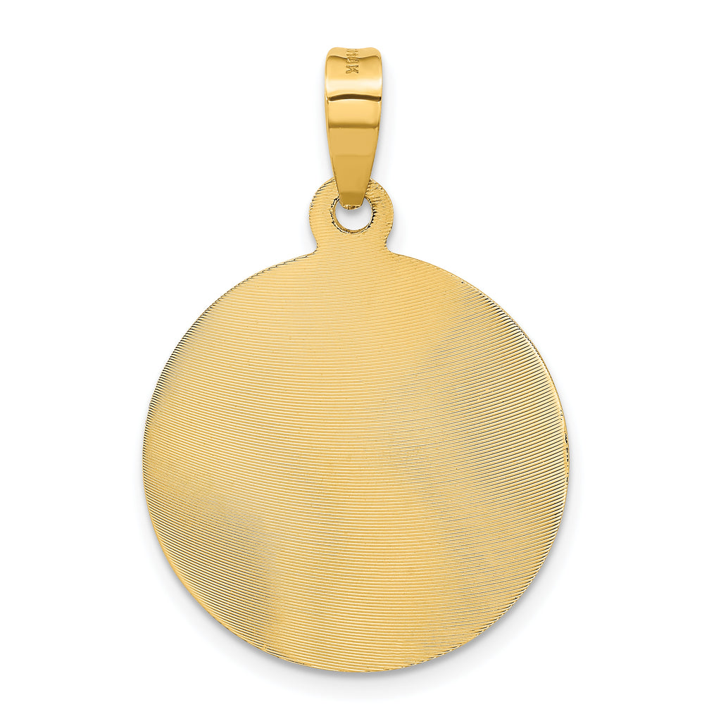 14K Gold Lady of Guadalupe Pendant with Polished Diamond-Cut Finish
