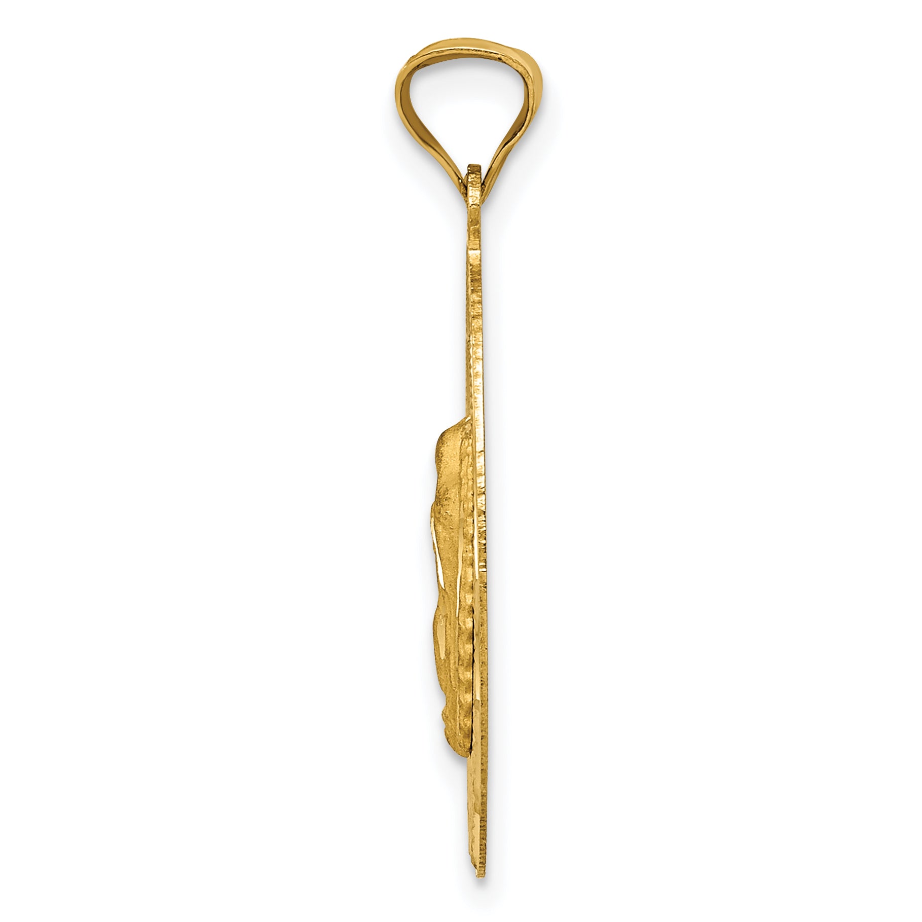 14K Gold Lady of Guadalupe Pendant with Polished Diamond-Cut Finish