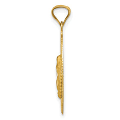 14K Gold Lady of Guadalupe Pendant with Polished Diamond-Cut Finish