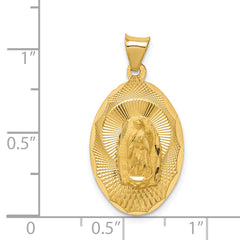14K Gold Lady of Guadalupe Pendant with Polished Diamond-Cut Finish