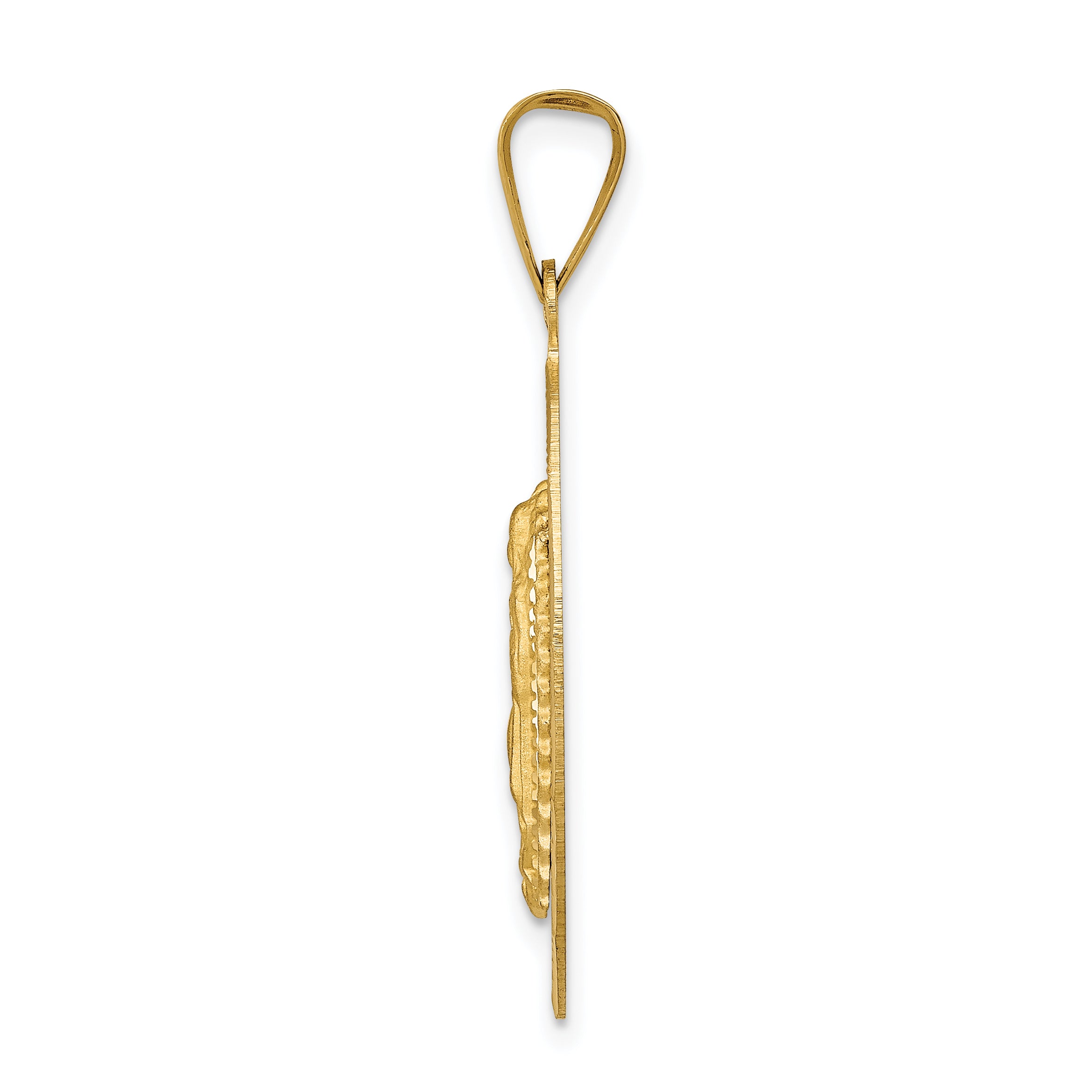 14K Gold Lady of Guadalupe Pendant with Rhodium Accents and Diamond-Cut Finish