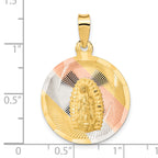 14K Gold & Rhodium Lady of Guadalupe Pendant with Diamond-Cut Polished Finish