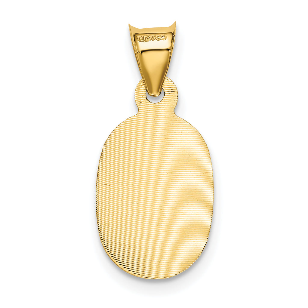 14K Gold Lady of Guadalupe Oval Pendant with Diamond-Cut Polished Finish