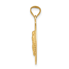 14K Gold Our Lady of Guadalupe Pendant with Polished Diamond-Cut Finish