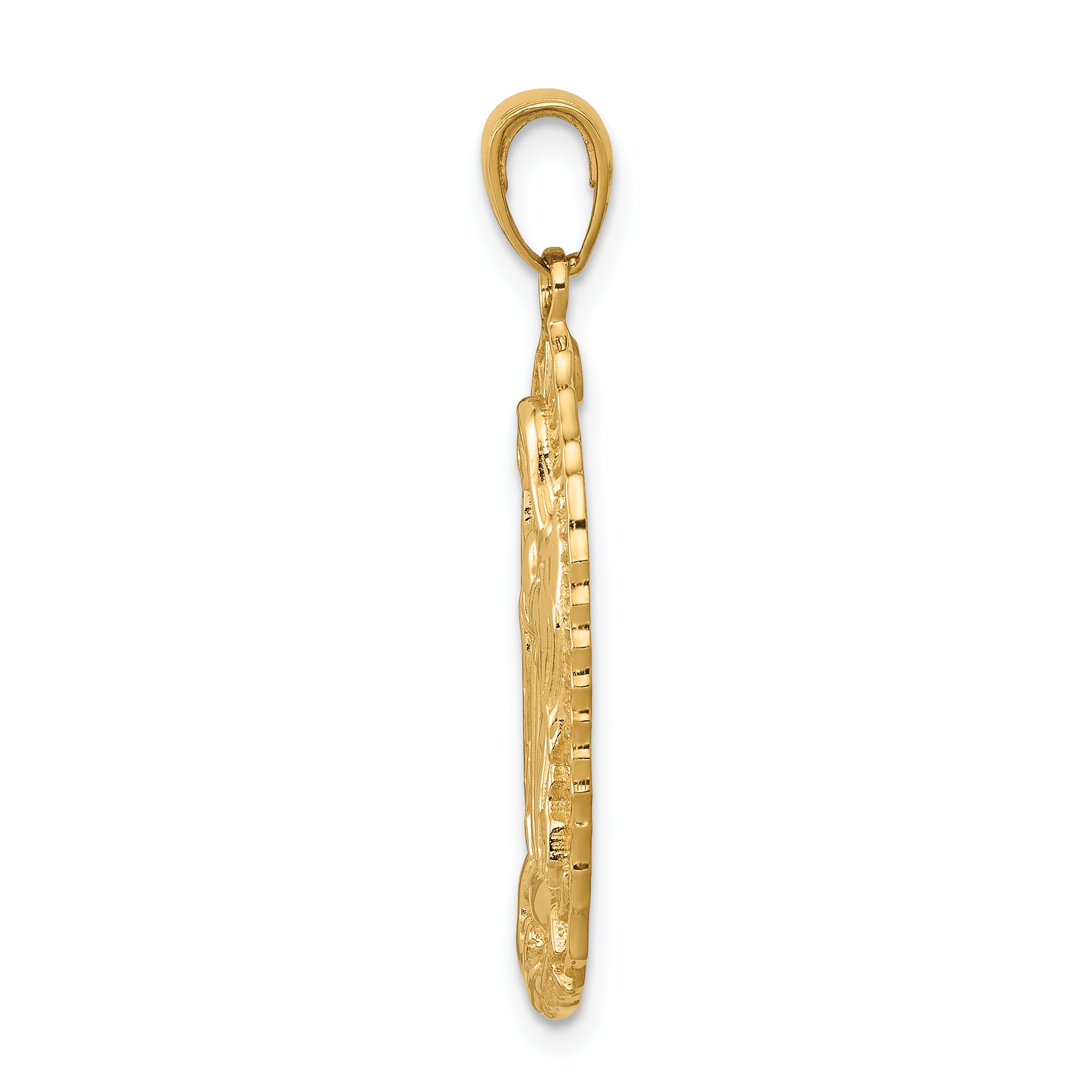 14K Gold Our Lady of Guadalupe Engraved Oval Pendant Polished, Solid, Elegant