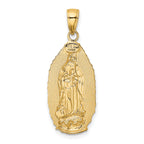 14K Gold Our Lady of Guadalupe Engraved Oval Pendant Polished, Solid, Elegant