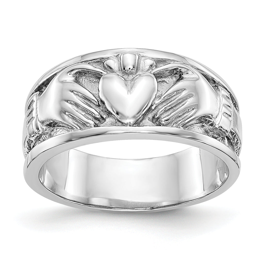 14k White Gold Claddagh Band
