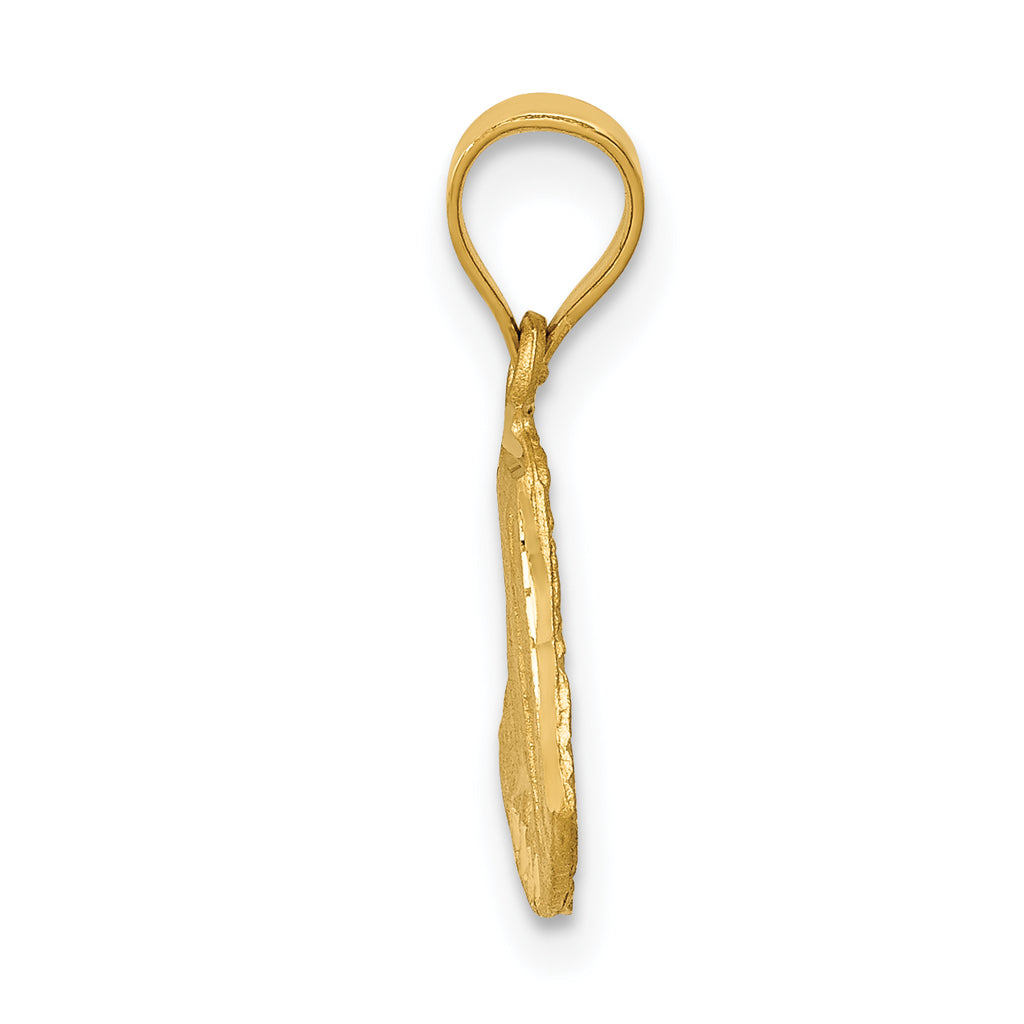 14K Gold Satin Diamond-Cut Mary Pendant with Brushed Finish  Solid & Elegant