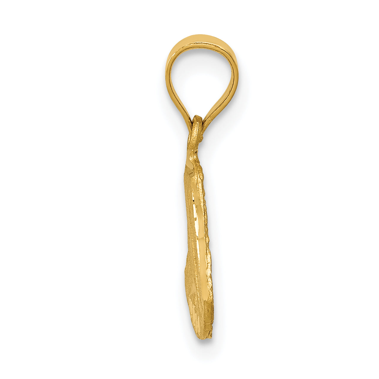 14K Gold Satin Diamond-Cut Mary Pendant with Brushed Finish  Solid & Elegant