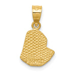 14K Gold Satin Diamond-Cut Mary Pendant with Brushed Finish  Solid & Elegant