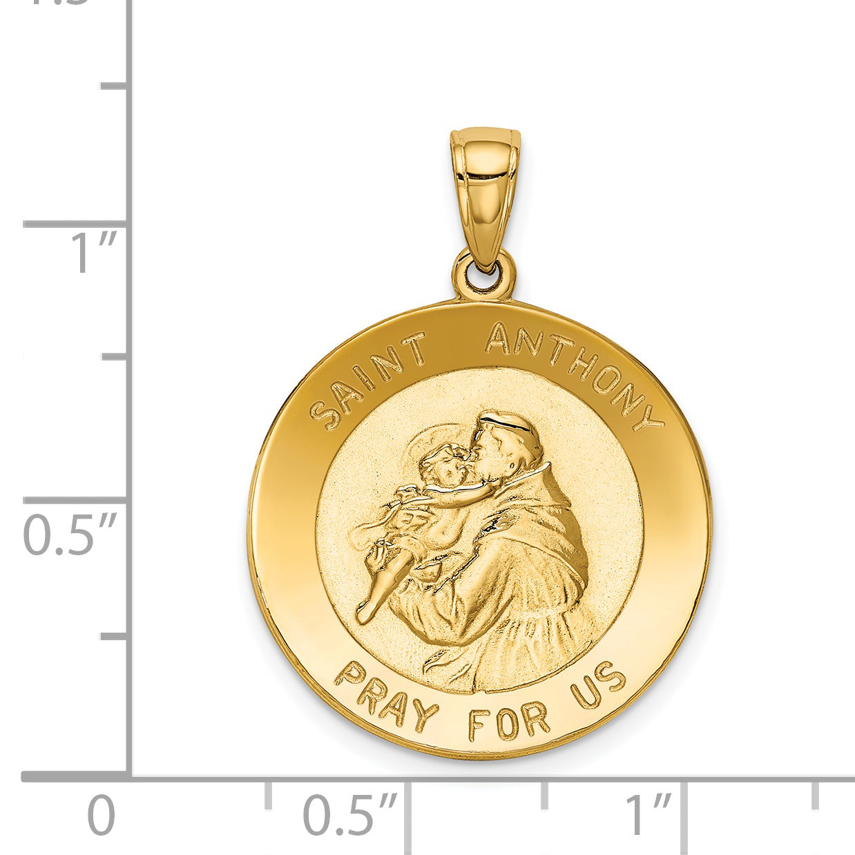 14K Gold Saint Anthony Medal Pendant with Polished Finish