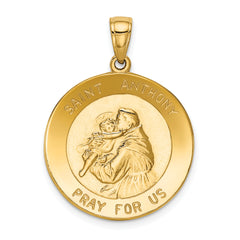 14k Saint Anthony Large Round Medal Pendant