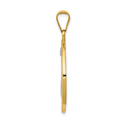 14K Gold & Rhodium St. Benedict Medal Pendant  Polished, Reversible Design