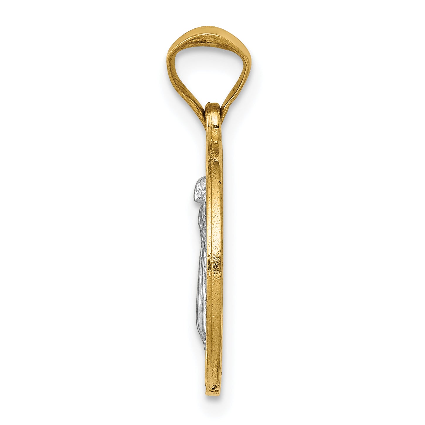 14K Gold St. Benedict Medal Pendant with Rhodium Accents, Polished & Reversible Secondary image