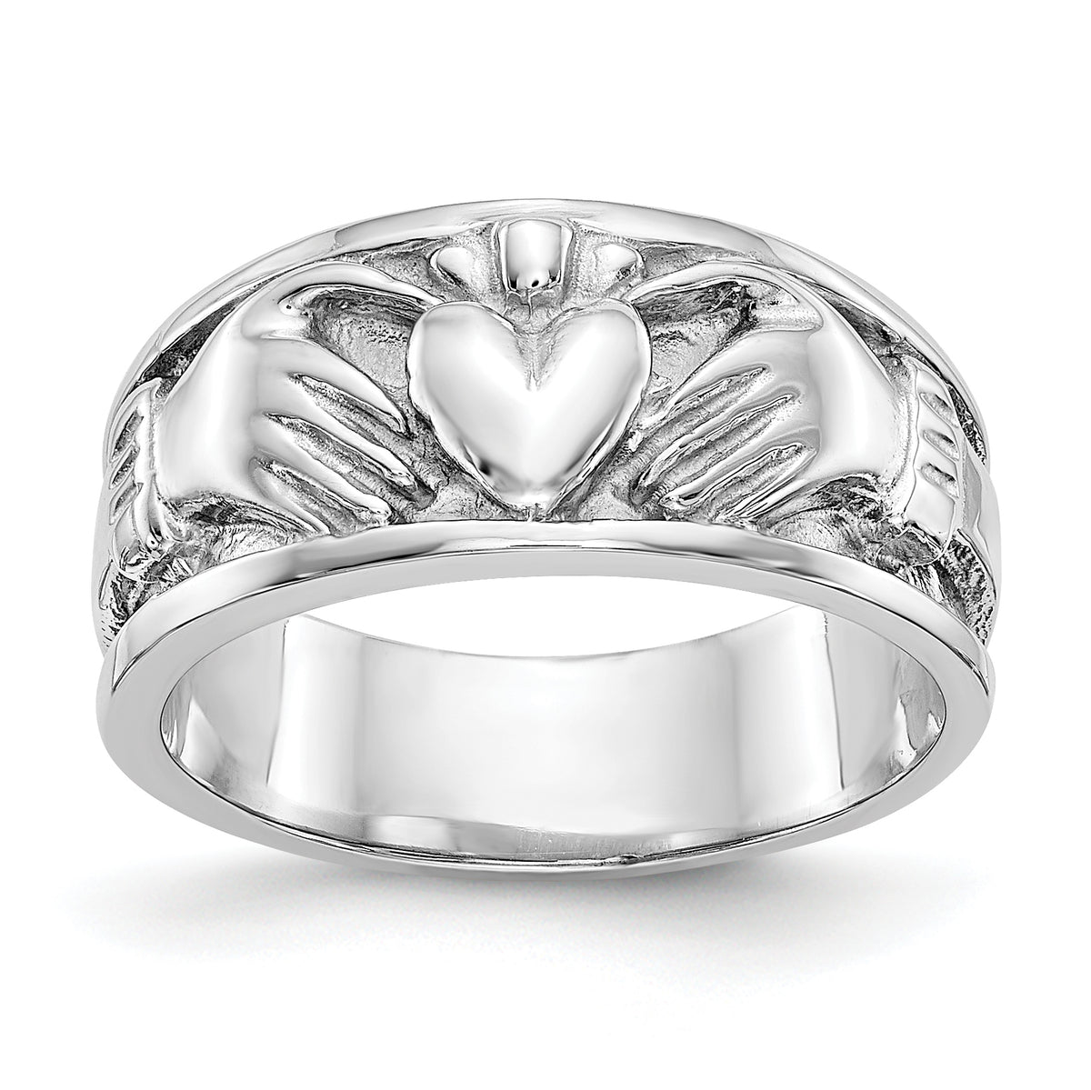 14k White Gold Claddagh Band